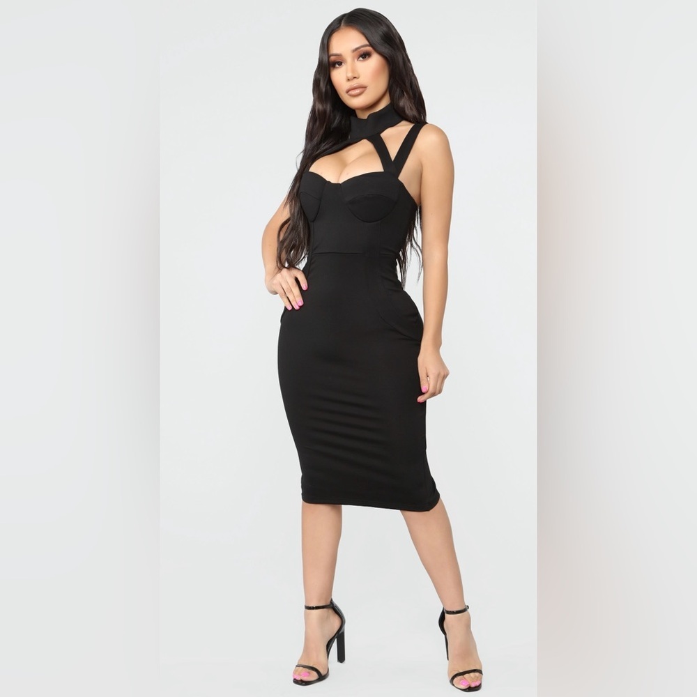 Fashion Nova Black Bodycon Cocktail Dress XS - Picture 3 of 9
